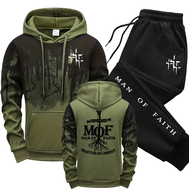 Outdoor Sportswear - Man of Faith Men's Tracksuit Hoodie&sweatpants