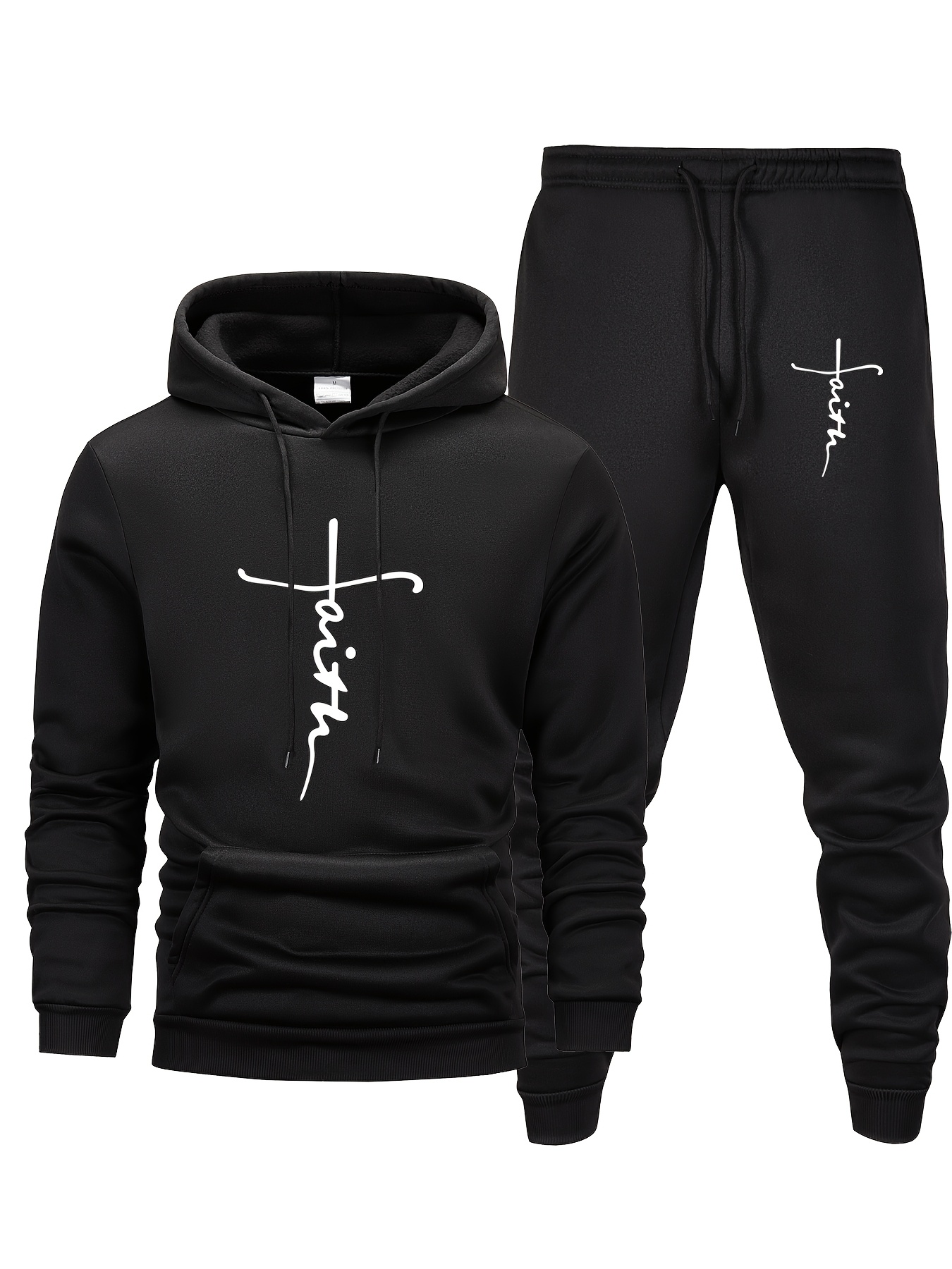 Men Faith Print 2‑Piece Tracks - Outdoor Sports Outfit recension och pris